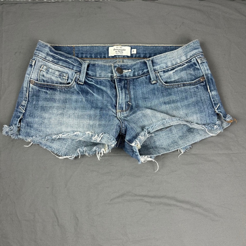 Abercrombie & Fitch Womens 0 Low Rise Denim Shorts Distressed Cutoff Frayed